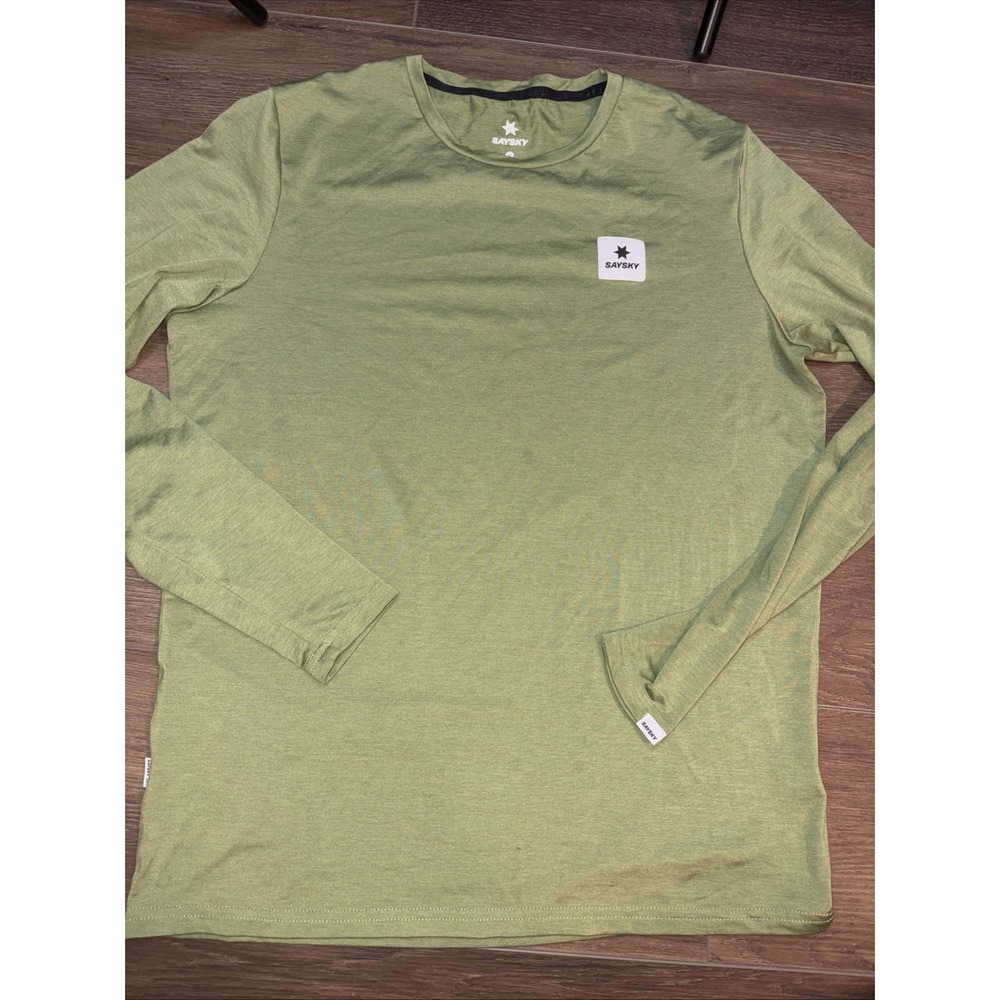 Saysky Clean Pace Long Sleeve Athletic Running Shirt Green Medium